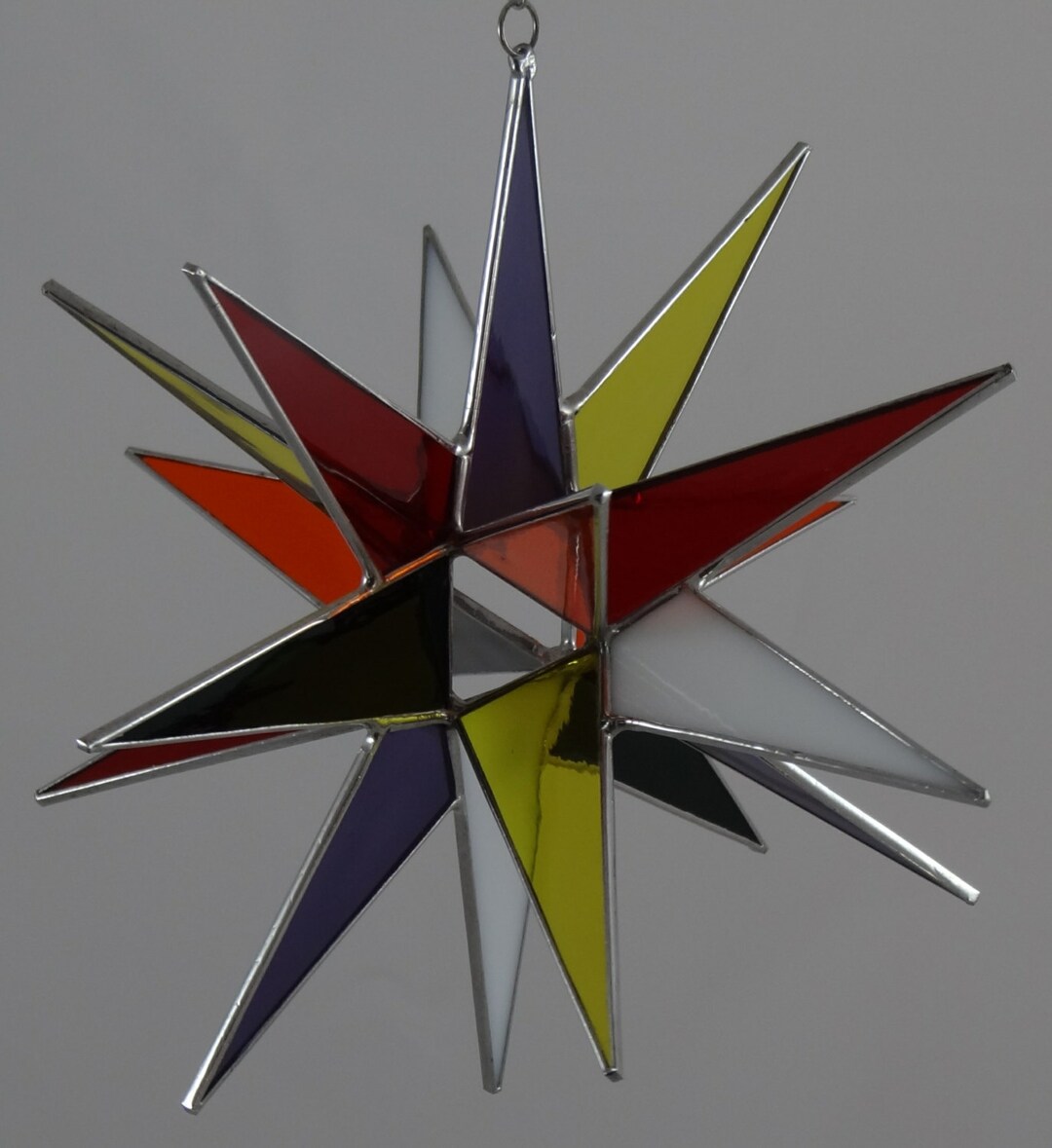 Moravian Star Hanging 12 Point Blue Iridescent Glass Christmas Ornament  Star Gift Wedding Suncatcher Bethlehem
