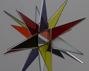 Moravian Star Hanging Stained Glass Christmas Ornament 18 Point Multi-Color Gift Wedding Suncatcher Bethlehem Advent Pride