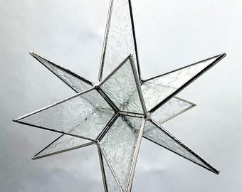 Bethlehem Star Hanging Stained Glass 12 Point Clear Christmas Star Ornament Glue Chip Gift Wedding Holiday Advent Moravian