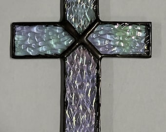Stained Glass Cross Iridescent Christmas Ornament Suncatcher Holiday Baptism Easter Confirmations Memorial Gift