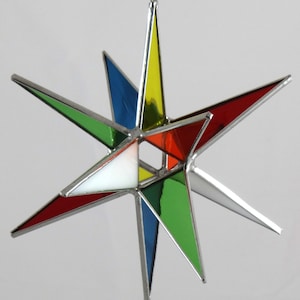 Mährische Stern-hängende Glasmalerei- 12-Punkt-Weihnachtsverzierung-Hochzeitsgeschenk Bethlehem-Sternstolz-Suncatcher-mehrfarbig