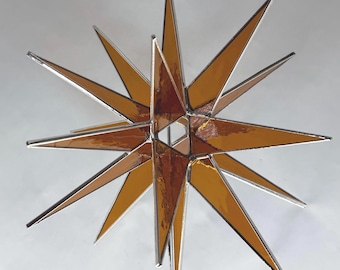 Moravian Star Christmas Tree Topper Stained Glass Bethlehem Ornament Gold Texture 18 Point Gift Advent North Star
