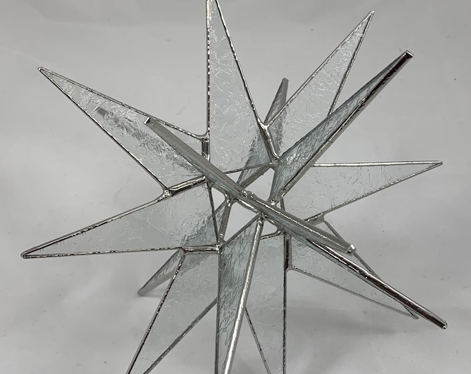 Moravian Star, Hanging, 18 Point, Clear, Glue Chip, 3D, Glass, Christmas, Ornament, Star, Gift, Wedding, Suncatcher, Bethlehem