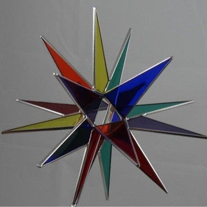 Moravian Star Tree Topper Multi-Color Glass 18 Point Star Christmas Gift Ornament Gift Advent Silver Black Bethlehem Star