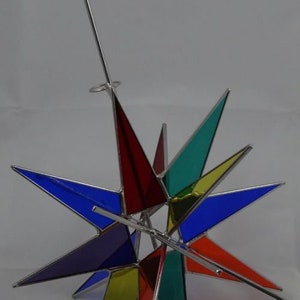 Moravian Star Tree Topper Multi-Color Glass 18 Point Star Christmas Gift Ornament Gift Advent Silver Black Bethlehem Star image 2