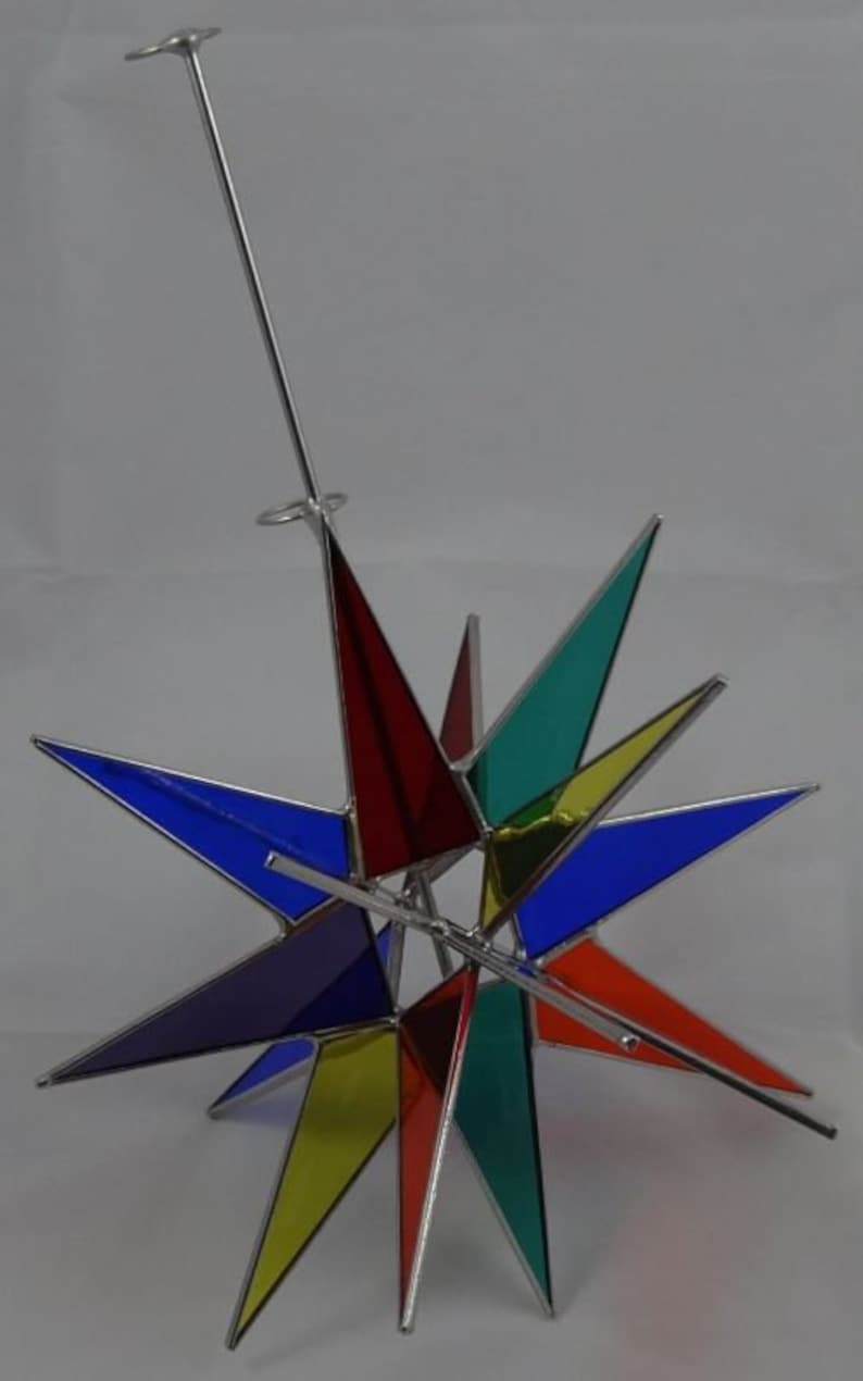 Moravian Star Tree Topper Multi-Color Glass 18 Point Star Christmas Gift Ornament Gift Advent Silver Black Bethlehem Star image 2