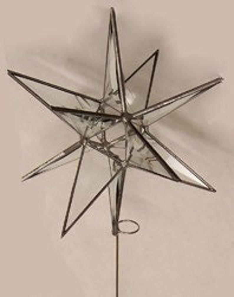 Moravian Star Tree Topper Clear Bevel Glass 12 Point Christmas Gift Ornament Advent Gift Holiday image 3
