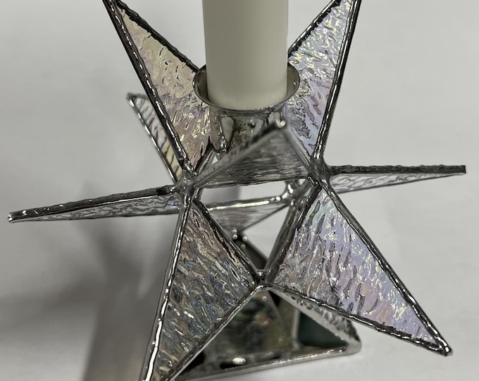 Moravian Star Stained Glass Candle Holder Votive Christmas Ornament Iridescent Textured Glass Gift Wedding Holiday Wedding