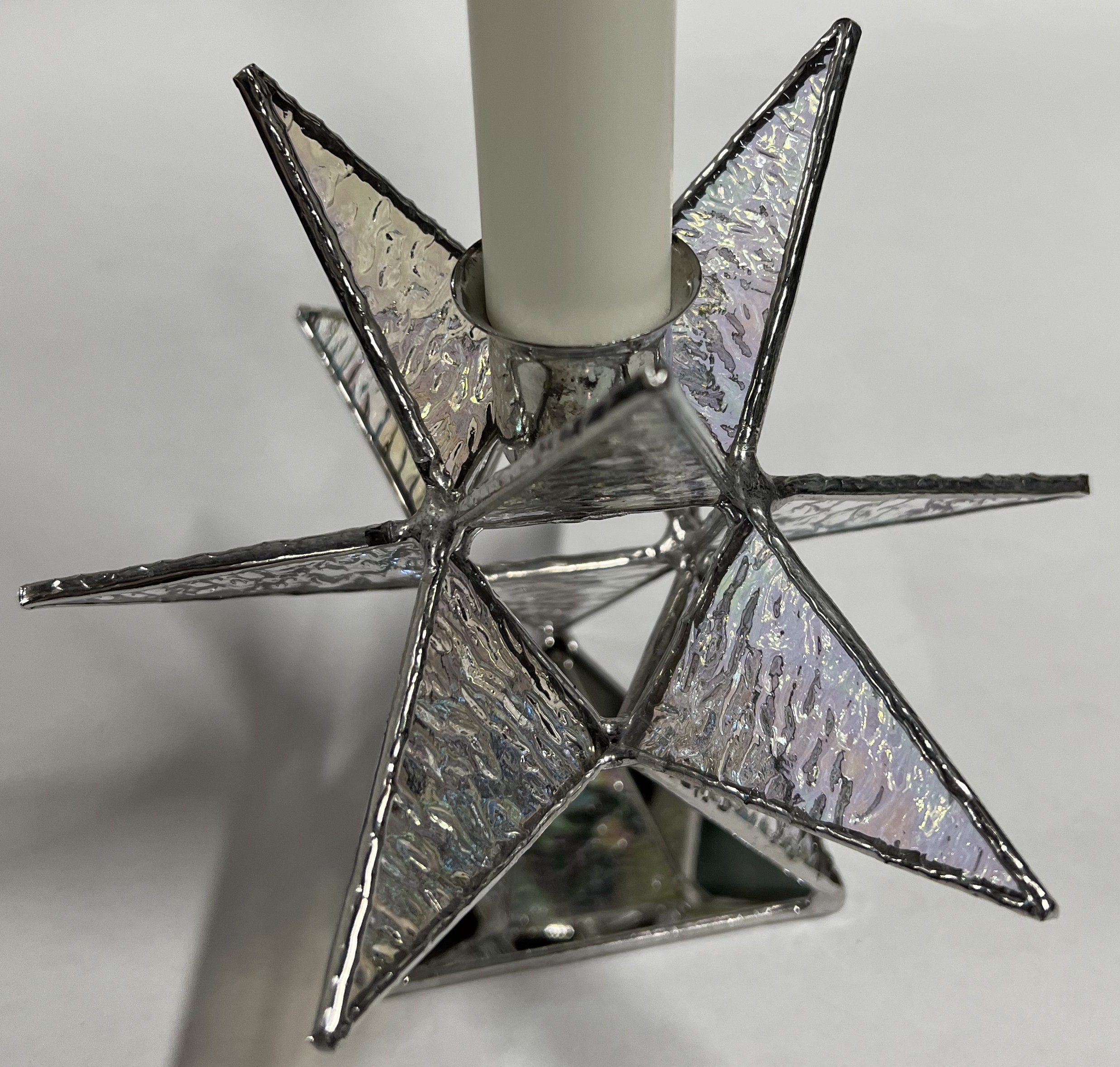 Moravian Star Hanging 12 Point Blue Luminescent Glass Christmas