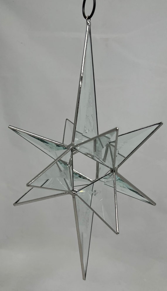 Bethlehem Star, Hanging, 12 Point, 3D, Bevel, Glass, Clear, Christmas, Star, Ornament, Ornament, Stars, Gift, Wedding, Bethlehem