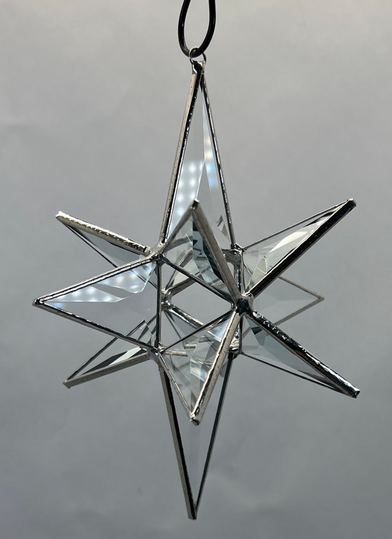 Bethlehem Star Hanging Clear Bevel Glass 12 Point Christmas Ornament Gift Wedding Moravian Suncatcher Advent image 3