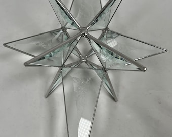 Bethlehem Star Hanging 12 Point Clear Bevel Glass Christmas Glue Chip Ornament Gift Wedding Holiday Advent
