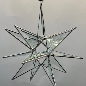 Moravian Star Hanging Stained Glass Bevel 15 Point Christmas Ornament Wedding Gift Bethlehem Star Suncatcher