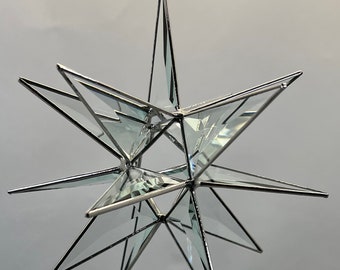 Moravian Star Hanging Stained Glass Bevel 15 Point Christmas Ornament Wedding Gift Bethlehem Star Suncatcher