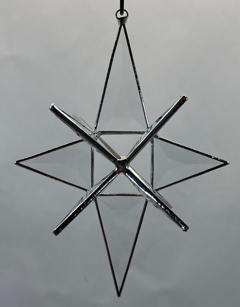 Bethlehem Star Hanging Clear Bevel Glass 12 Point Christmas Ornament Gift Wedding Moravian Suncatcher Advent image 4