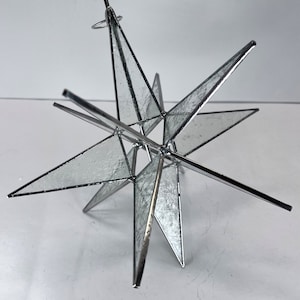Moravian Star Tree Topper Clear Glue Chip Glass 12 Point Christmas Gift Ornament Advent Gift Holiday Bethlehem Star
