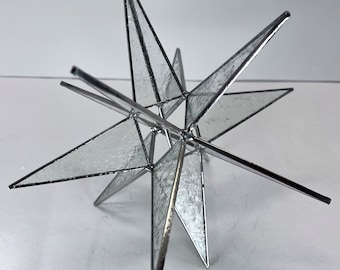 Moravian Star Tree Topper Clear Glue Chip Glass 12 Point Christmas Gift Ornament Advent Gift Holiday Bethlehem Star