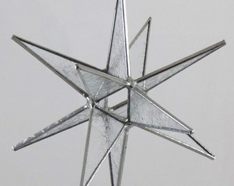 Moravian Star Hanging Stained Glass Christmas Ornament 12 Point Clear Gift Wedding Suncatcher Bethlehem