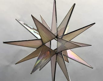 18 Point Mauve Stained Glass Moravian Star Iridescent Christmas Bethlehem Gift Advent North Star
