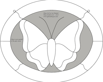 Stained Glass Butterfly Pattern 1 with an Oval border, Ornament, Hanging, Gift - DIGITAL DOWNLOAD -Unlimited Use