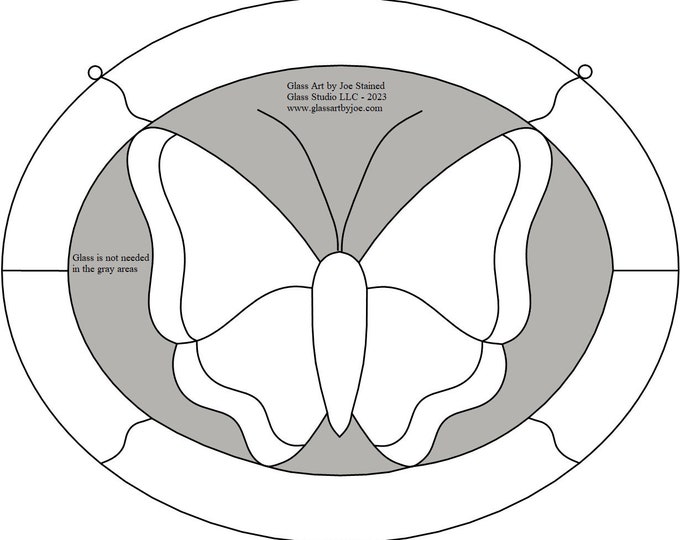 Stained Glass Butterfly Pattern 1 with an Oval border, Ornament, Hanging, Gift - DIGITAL DOWNLOAD -Unlimited Use