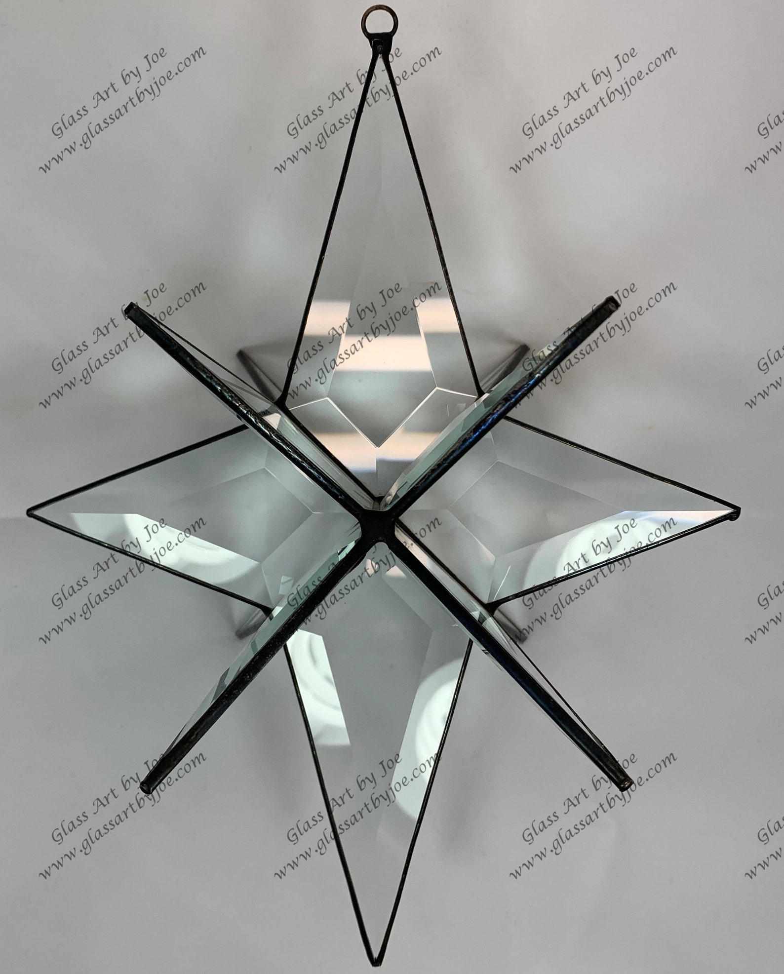 Bethlehem Star Hanging 12 Point Clear Bevel Glass Closed Center Moravian Christmas Ornament Gift Wedding Suncatcher Advent - Black