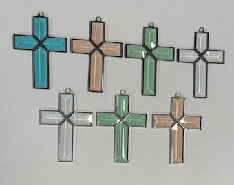 Stained Glass Cross Bevel Glass Christmas Ornament Suncatcher Gift Holiday