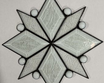 Glass Snowflake Hanging Stained Glass Star White Christmas Ornament Bevel Glass Gift Wedding