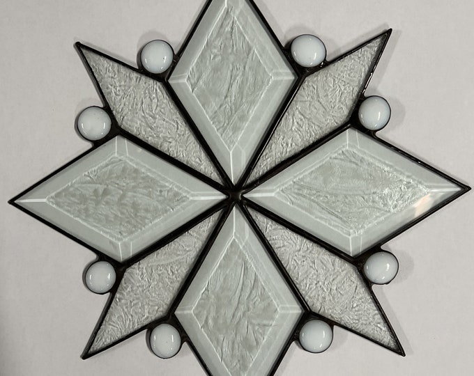 Glass Snowflake Hanging Stained Glass Star White Christmas Ornament Bevel Glass Gift Wedding