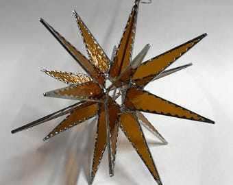 Moravian Star Christmas Tree Topper Stained Glass Bethlehem Ornament Gold Texture 18 Point Gift Advent North Star