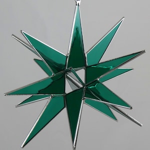 Moravian Star, Hanging, 18 Point, Teal, 3D, Glass, Christmas, Ornament, Star, Gift, Wedding, Suncatcher, Bethlehem