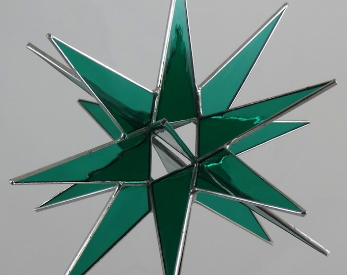 Moravian Star, Hanging, 18 Point, Teal, 3D, Glass, Christmas, Ornament, Star, Gift, Wedding, Suncatcher, Bethlehem