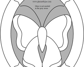 Stained Glass Butterfly Pattern 2 with an Oval border, Ornament, Hanging, Gift - DIGITAL DOWNLOAD -Unlimited Use