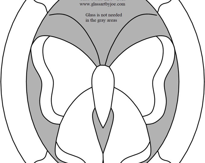 Stained Glass Butterfly Pattern 2 with an Oval border, Ornament, Hanging, Gift - DIGITAL DOWNLOAD -Unlimited Use