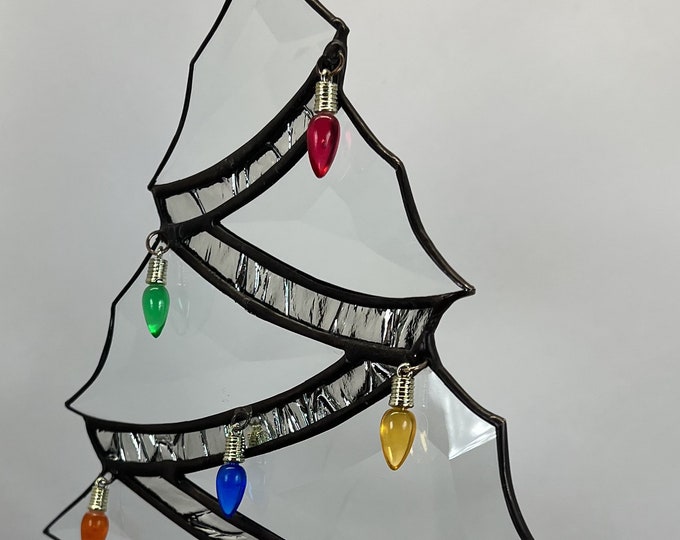 Christmas Tree Stained Glass Bevel Hanging Christmas Ornament Gift Holiday Suncatcher Bethlehem