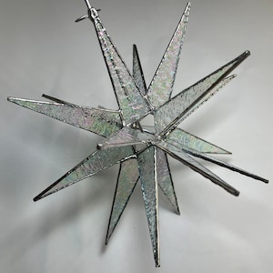Moravian Star Christmas Tree Topper Stained Glass Bethlehem Ornament Textured Iridescent 18 Point Gift Advent North Star