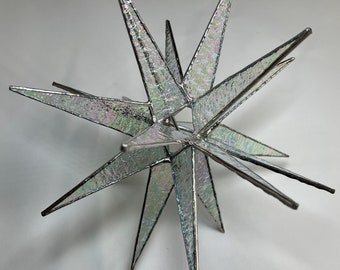 Moravian Star Tree Topper Clear Iridescent Textured Glass 18 Point Star Christmas Gift Ornament Gift Advent Silver Black Bethlehem Star