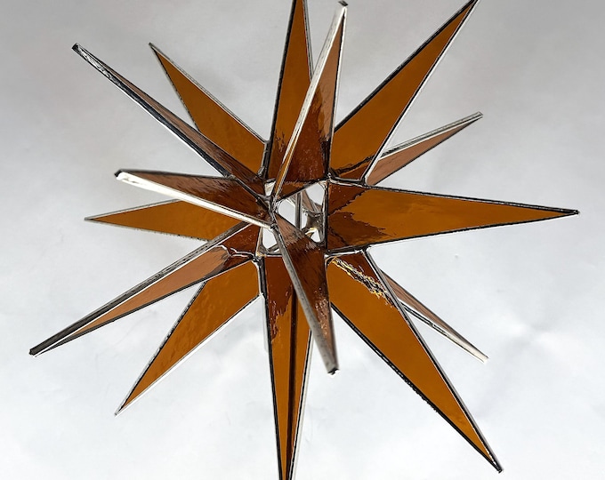 Moravian Star Christmas Tree Topper Stained Glass Bethlehem Ornament Gold Texture 18 Point Gift Advent North Star