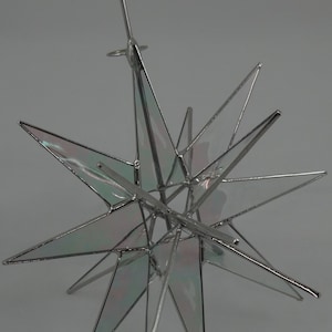 Moravian Star Tree Topper Clear Iridescent Glass 18 Point Christmas Gift Ornament Advent Gift Holiday image 3