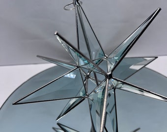 Décoration pour arbre étoile morave en verre biseauté transparent, 12 branches, cadeau de l'Avent, vacances
