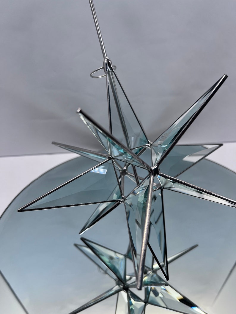 Moravian Star Tree Topper Clear Bevel Glass 12 Point Christmas Gift Ornament Advent Gift Holiday image 1