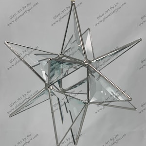 Moravian Star Hanging Stained Glass Bevel 12 Point Christmas Ornament Wedding Gift Bethlehem Star Suncatcher