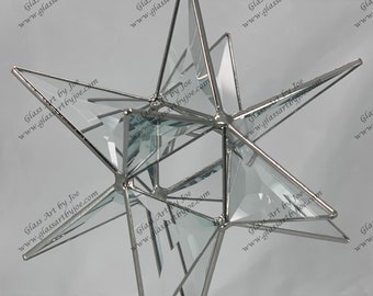 Moravian Star Hanging Stained Glass Bevel 12 Point Christmas Ornament Wedding Gift Bethlehem Star Suncatcher