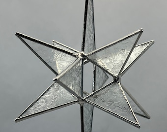 Bethlehem Star Hanging Clear Glue Chip Glass 12 Point Christmas Ornament Gift Wedding Moravian Suncatcher Advent