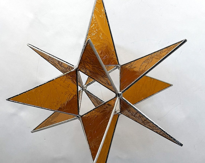 Moravian Star Stained Glass Christmas 12 Point Bethlehem Ornament Gold Texture Gift Advent North Star