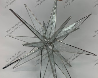 Moravian Star Tree Topper Clear Glue Chip Glass 18 Point Christmas Gift Ornament Advent Gift Holiday