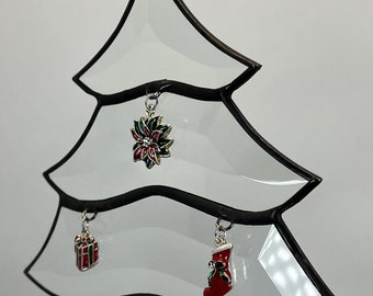 Christmas Tree Stained Glass Bevel Hanging Christmas Ornament Stocking Wreath Santa Gift Holiday Suncatcher Bethlehem