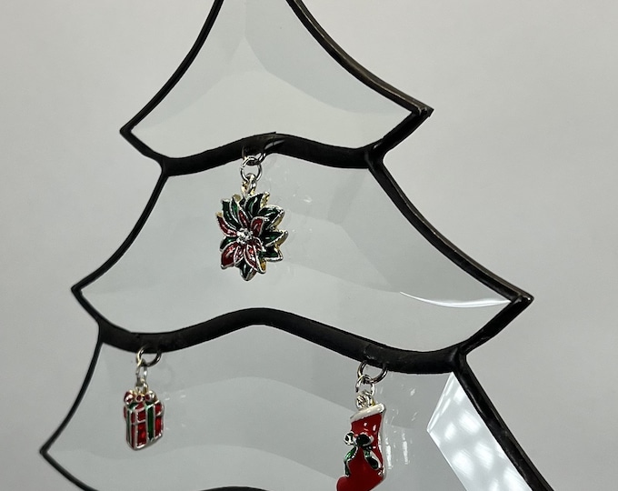 Christmas Tree Stained Glass Bevel Hanging Christmas Ornament Stocking Wreath Santa Gift Holiday Suncatcher Bethlehem
