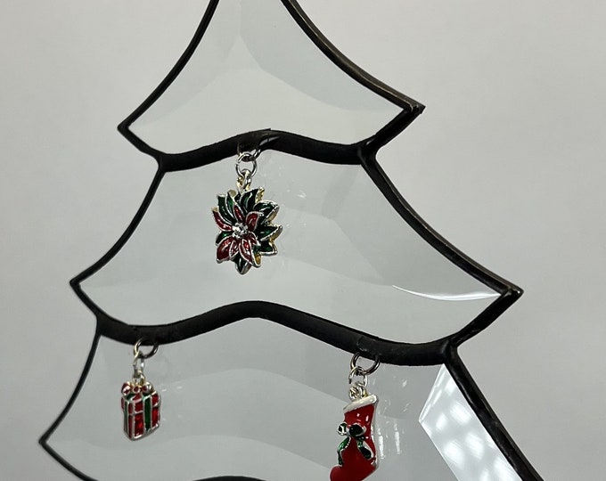 Christmas Tree Stained Glass Bevel Hanging Christmas Ornament Stocking Wreath Santa Gift Holiday Suncatcher Bethlehem