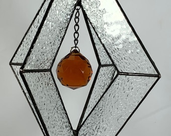 Stained Glass Ornament Spinner Hanging Faceted Jewel Gift Wedding Christmas Home Decor Textured Glass Mothers Day Mom Iridescent